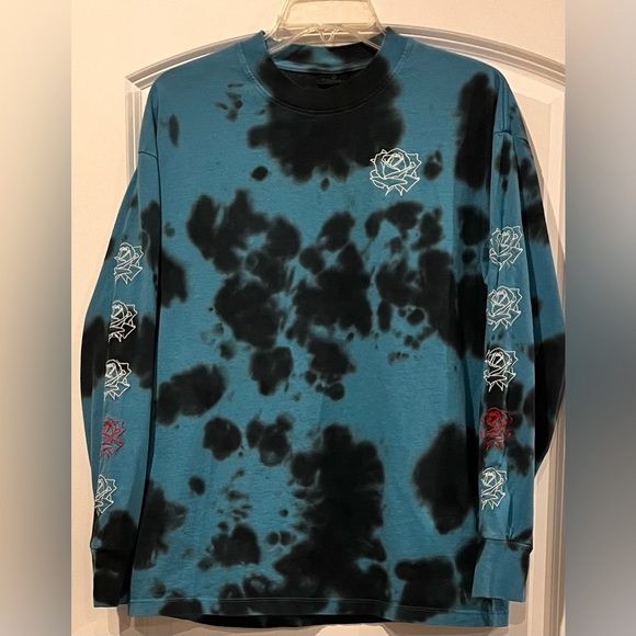 Empyre Long Sleeve T Shirt Tie‎ Dye With Embroidered Roses Men’s Medium - Picture 1 of 6